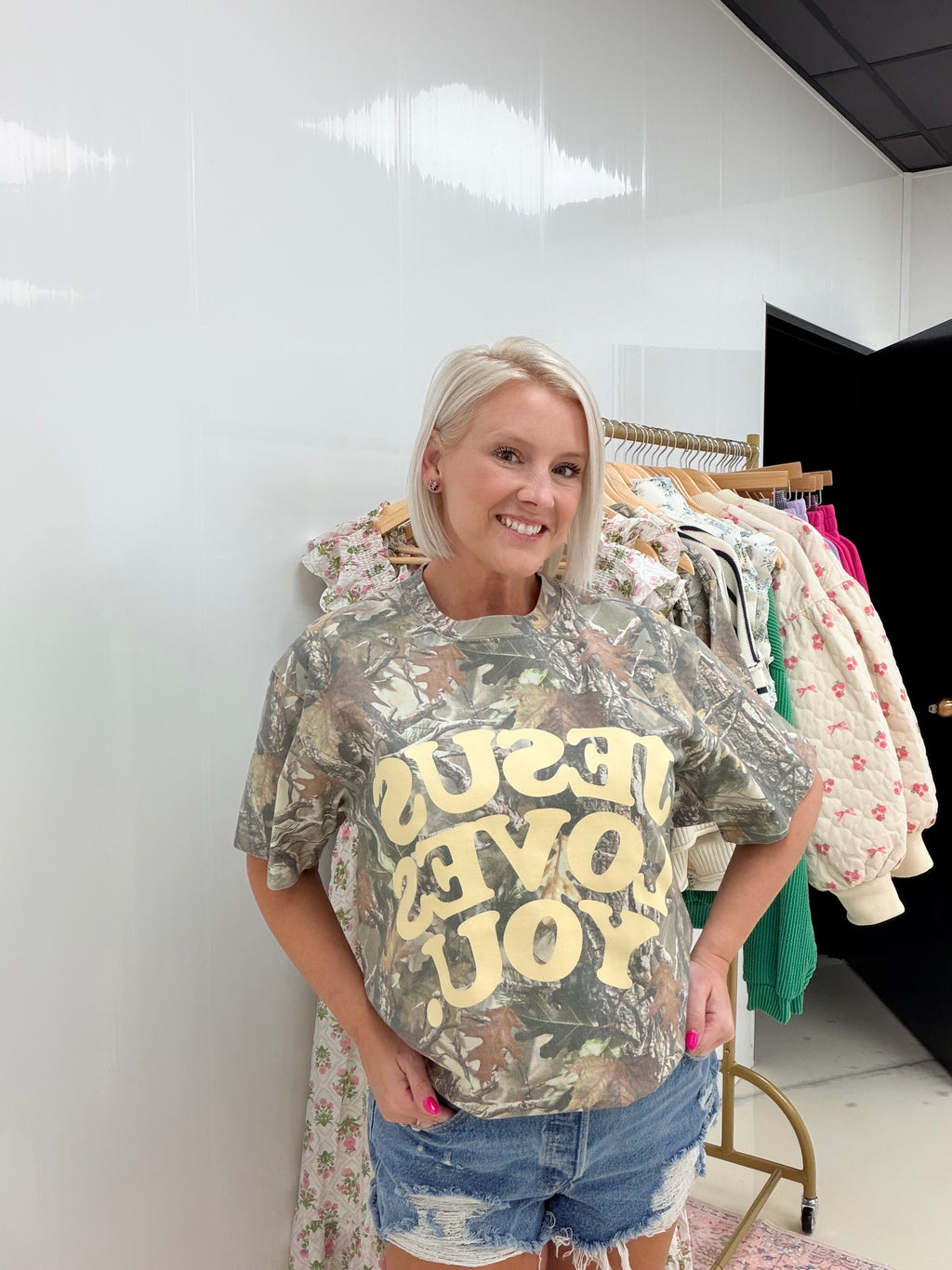Jesus Loves You Camo Oversized Tee