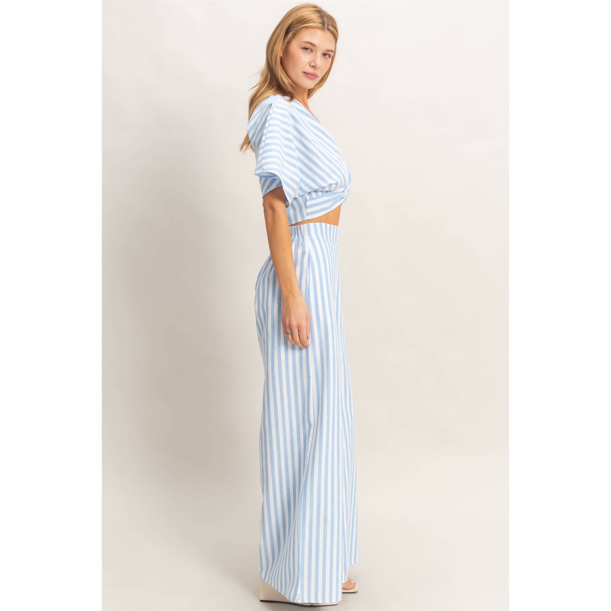 Striped Twist Front Top & Pants