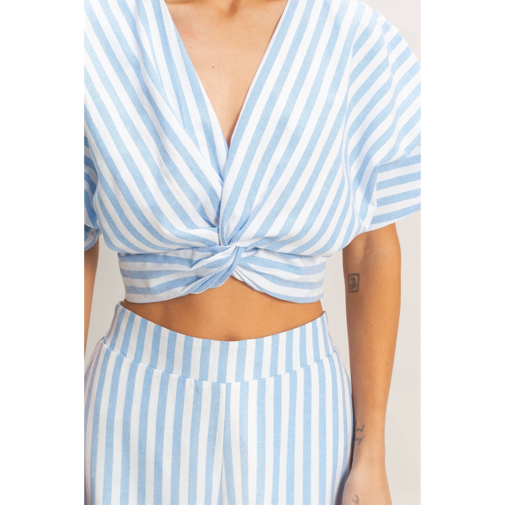 Striped Twist Front Top & Pants