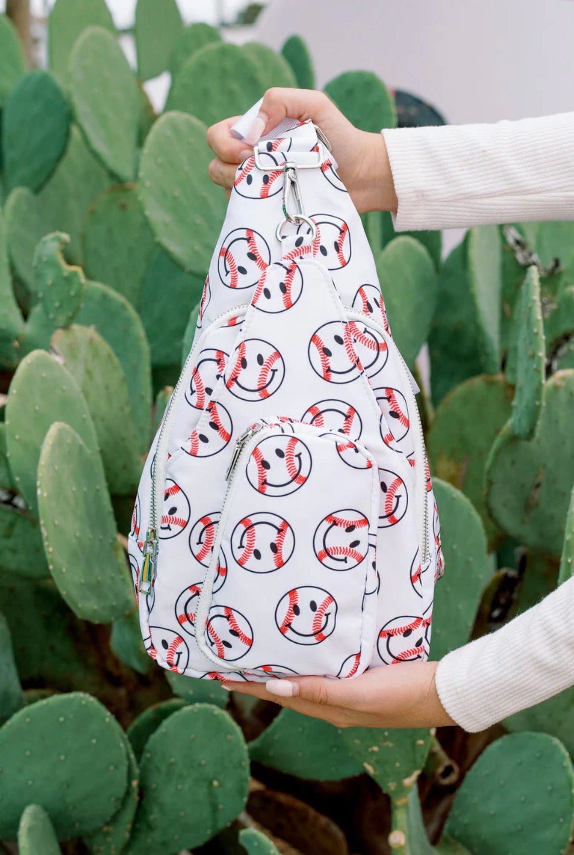 Baseball Happy Face Sling Belt Bag