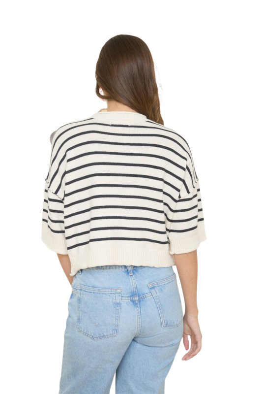 Coastal Stripe Short Sleeve Sweater