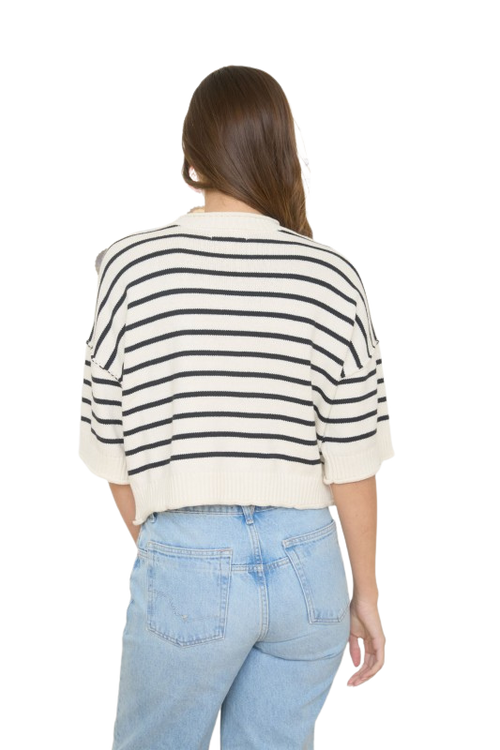 Coastal Stripe Short Sleeve Sweater