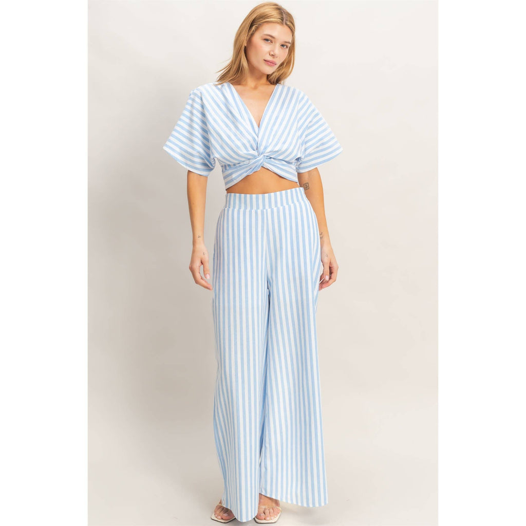 Striped Twist Front Top & Pants