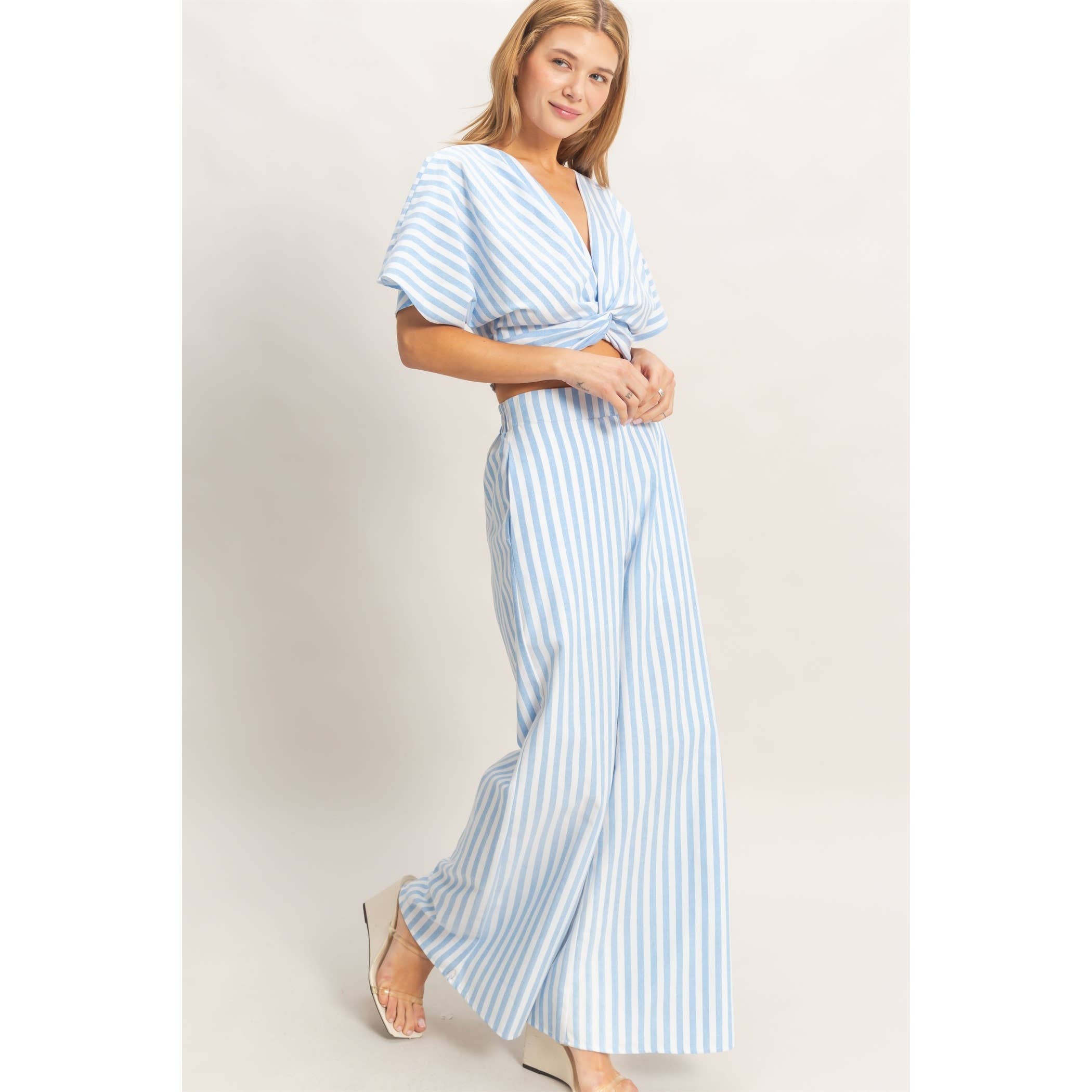 Striped Twist Front Top & Pants