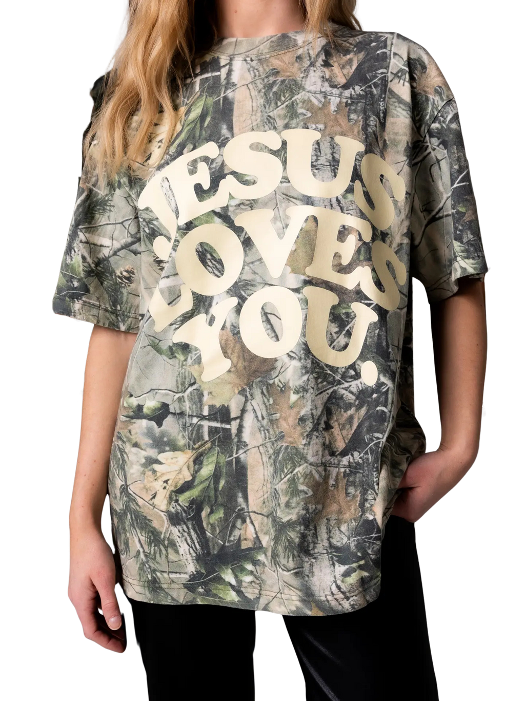 Jesus Loves You Camo Oversized Tee