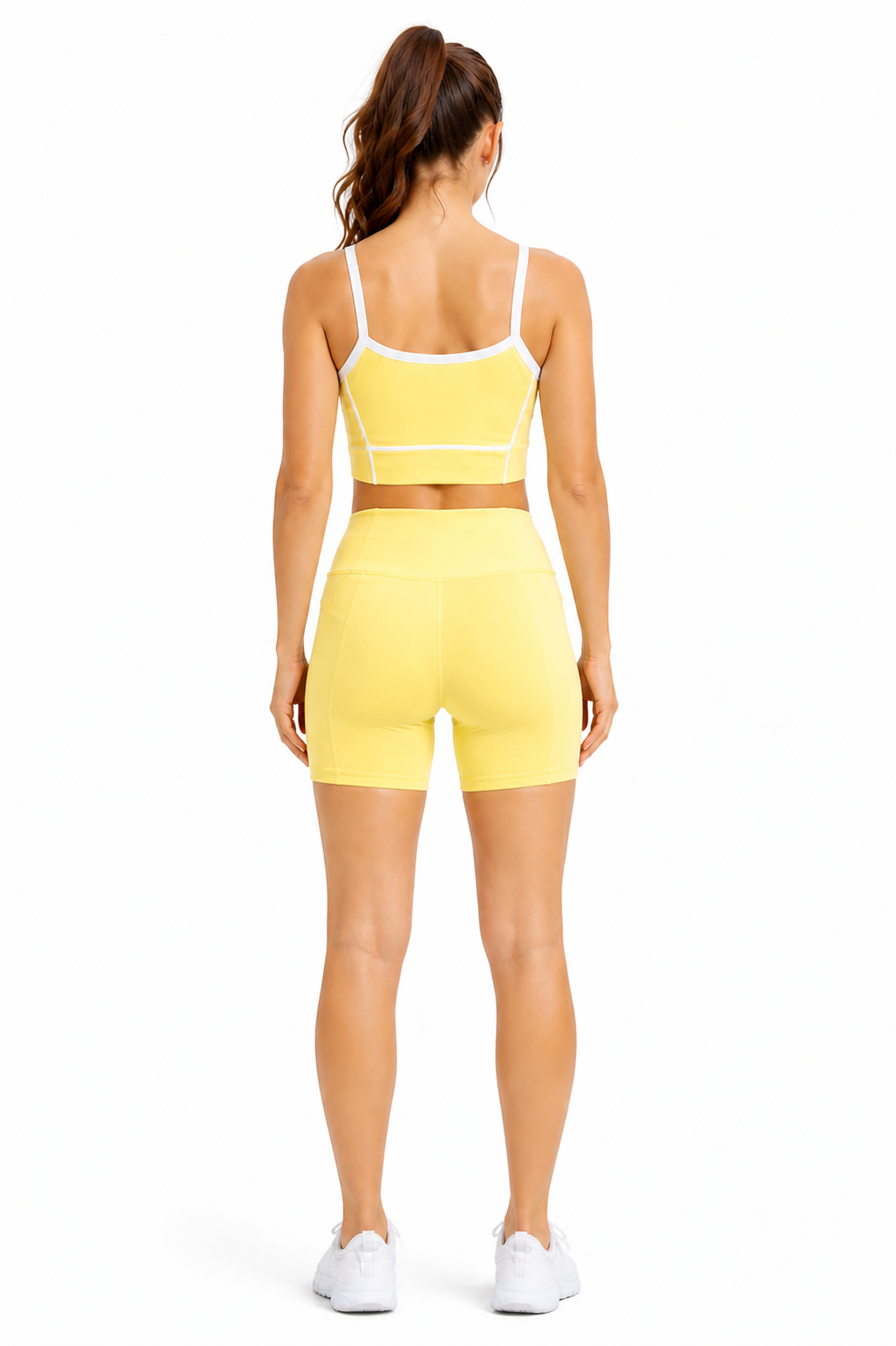 White Contrast Sports Bra with Matching Shorts
