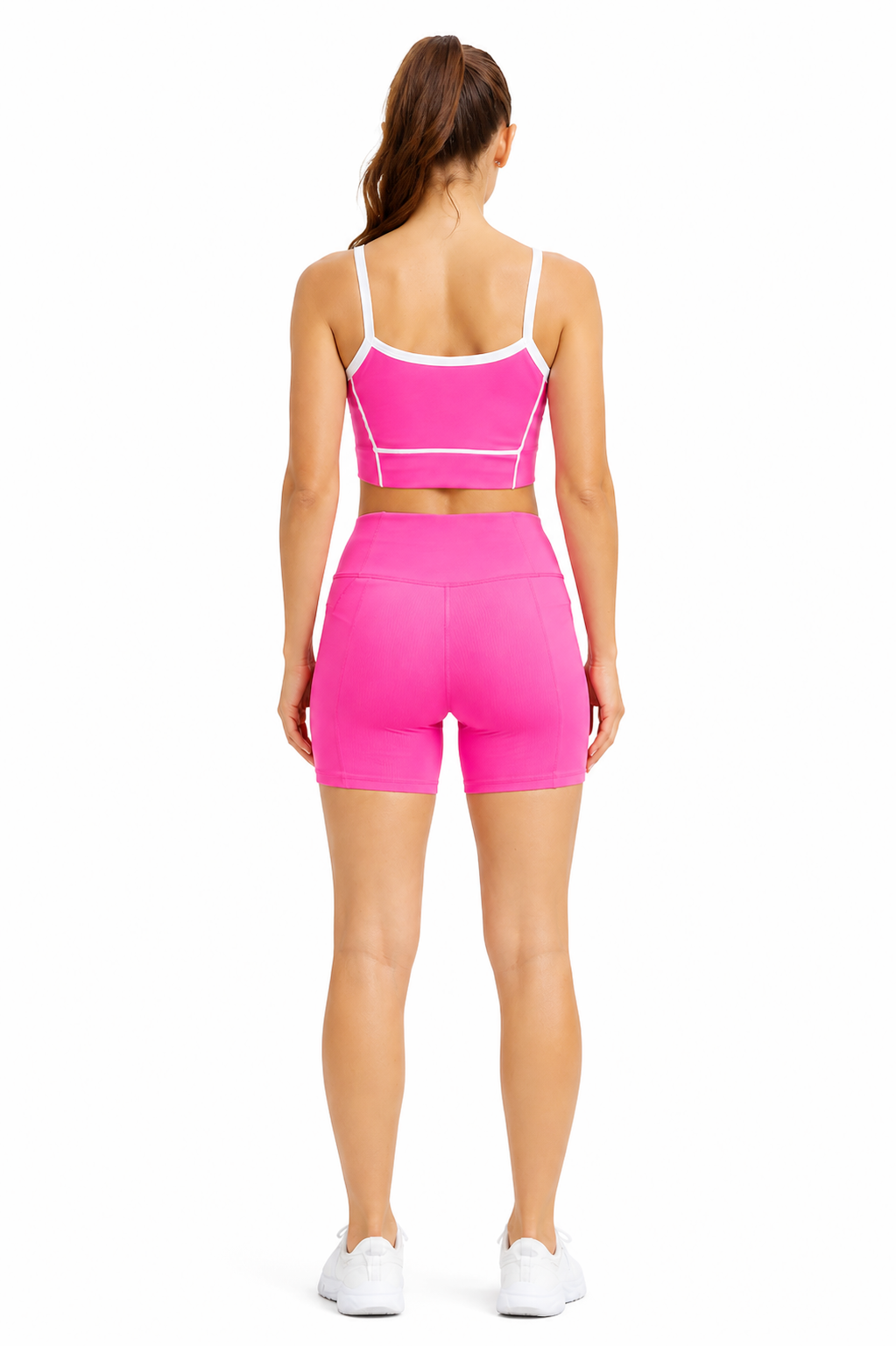 White Contrast Sports Bra with Matching Shorts