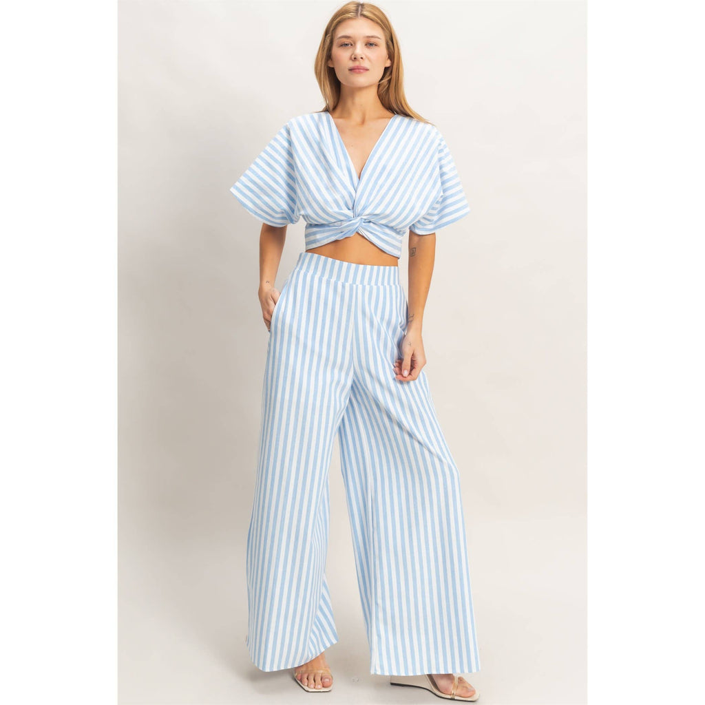 Striped Twist Front Top & Pants
